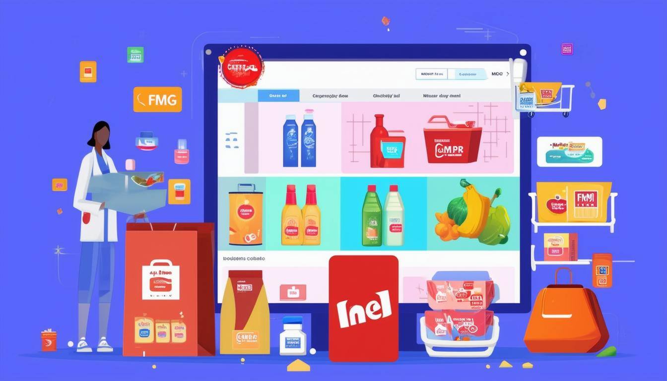 An image of a retail digital platform showcasing various products FMCG with enriched content like videos, interactive images, user reviews, and usage